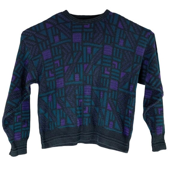 Jantzen Other - Vintage Sweater Jantzen Size Large Long Sleeved Purple Blue Black Geometric